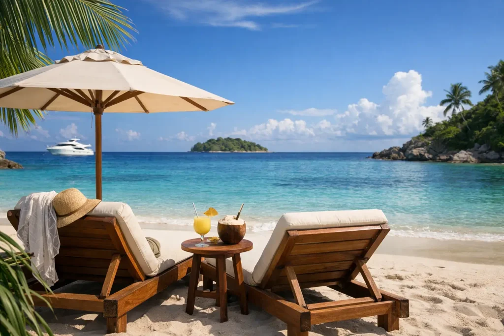 Vacaciones privadas en la playa de verdad