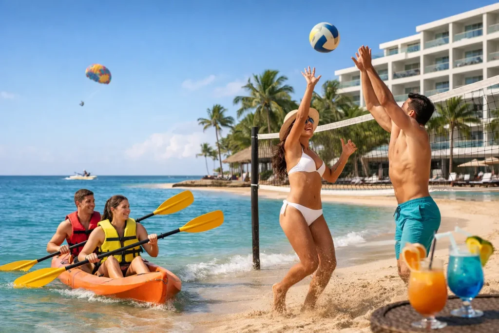 Actividades recreativas en hotel de playa