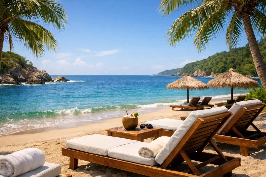 Playa privada para descansar junto al Pacífico