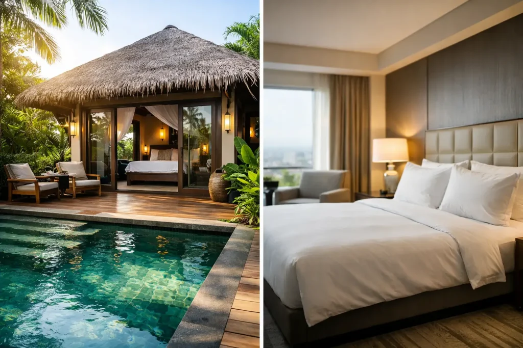 Bungalow privado versus habitación de hotel